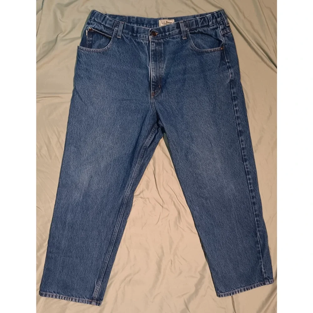 LL Bean Jeans Men’s Size 38x29 Lot of 2 Blue Denim Relaxed Fit Straight Leg VTG